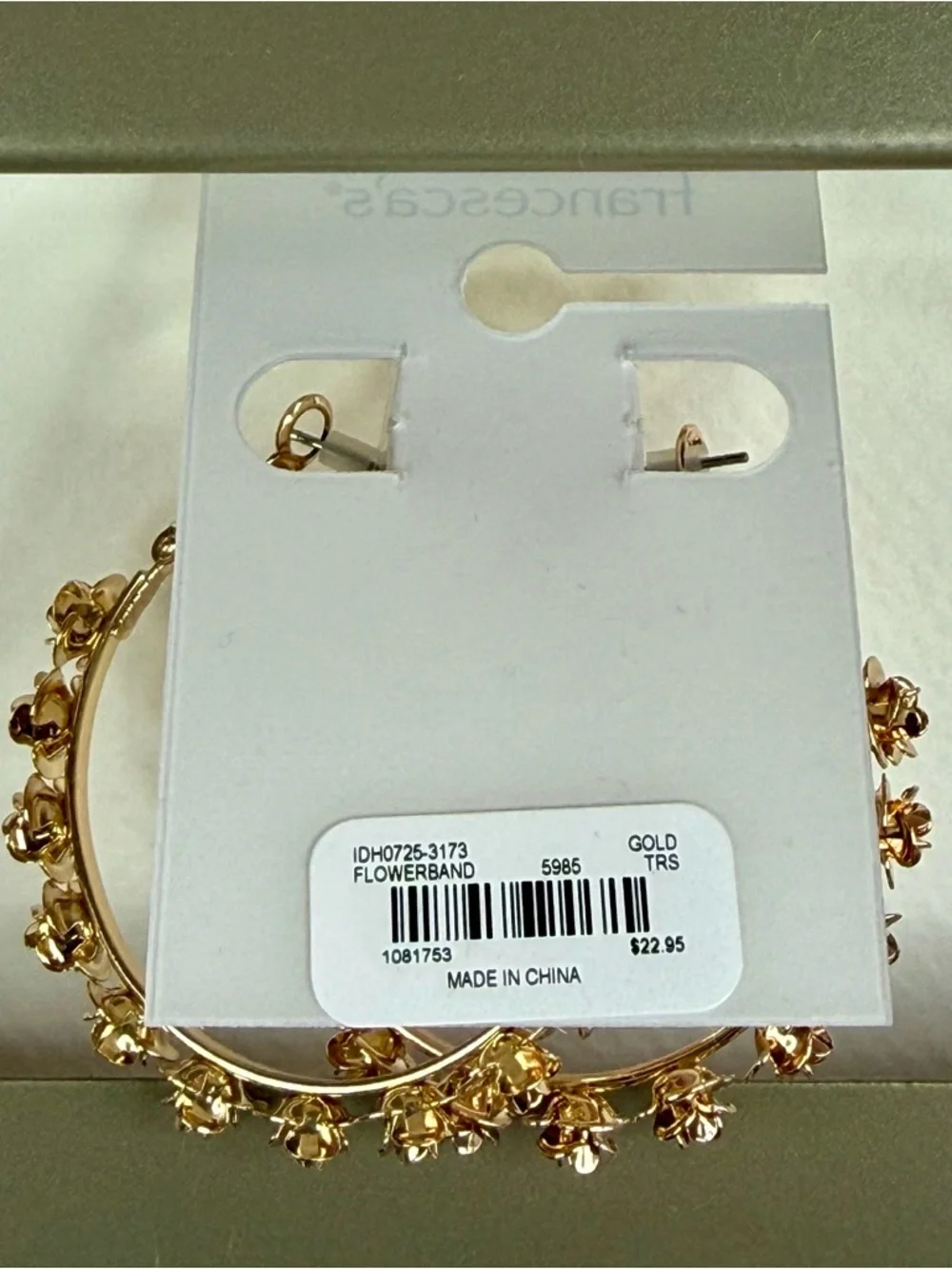 Francesca's Collections Gold Floral Hoop Earrings